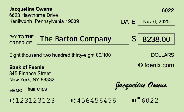 How to write a check for $8,238
