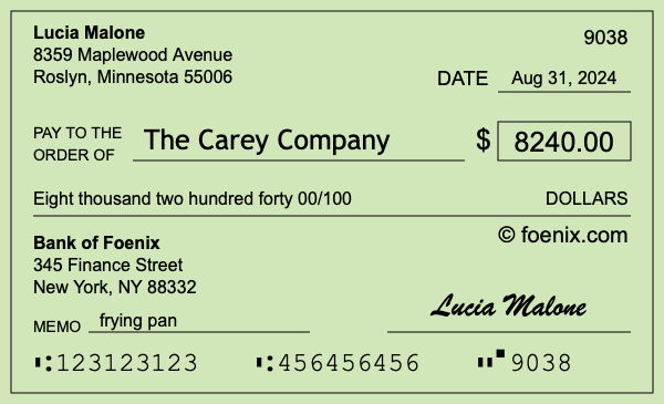 How to write a check for $8,240