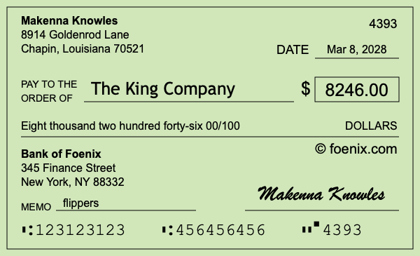 How to write a check for $8,246