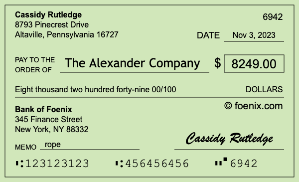 How to write a check for $8,249