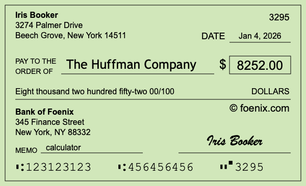 How to write a check for $8,252