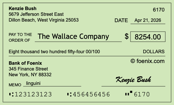 How to write a check for $8,254