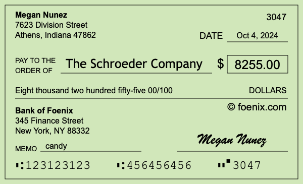 How to write a check for $8,255