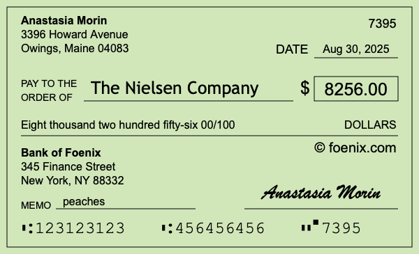 How to write a check for $8,256