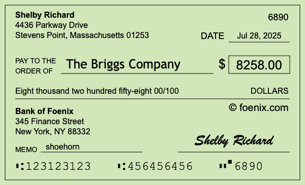 How to write a check for $8,258