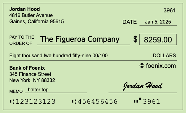 How to write a check for $8,259