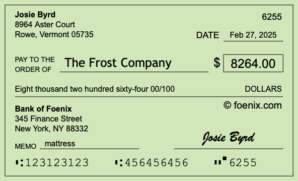 How to write a check for $8,264