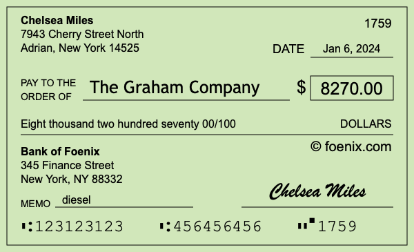 How to write a check for $8,270