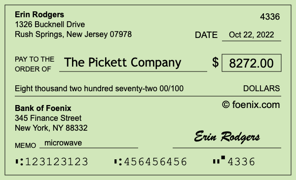 How to write a check for $8,272