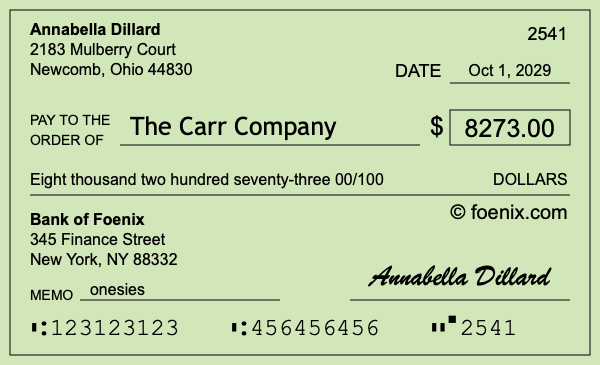 How to write a check for $8,273