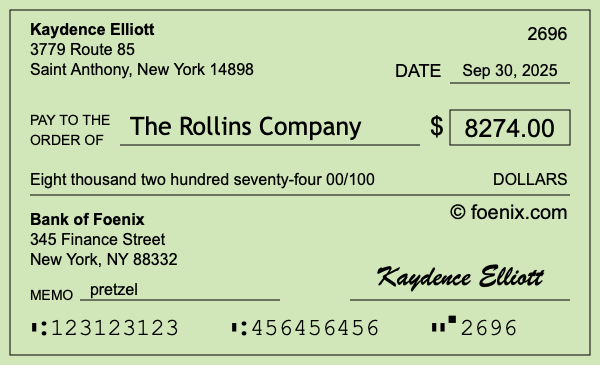 How to write a check for $8,274