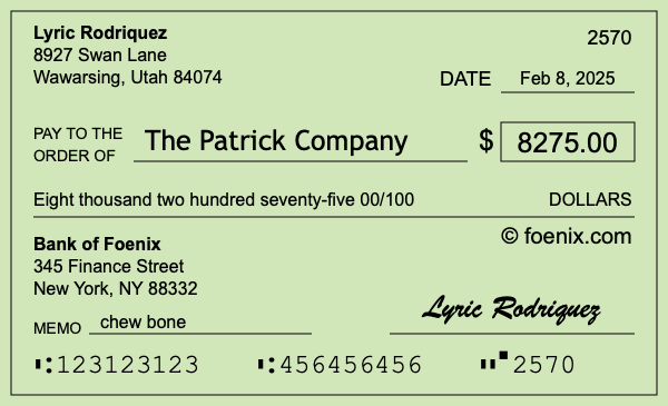 How to write a check for $8,275