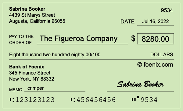 How to write a check for $8,280
