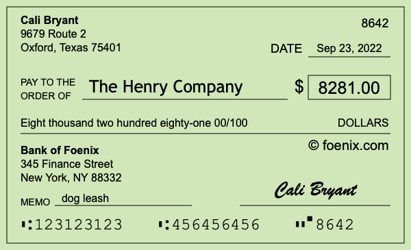 How to write a check for $8,281