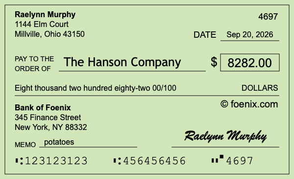 How to write a check for $8,282