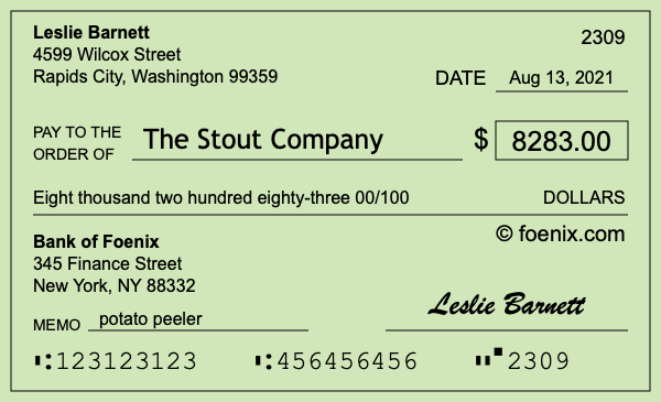 How to write a check for $8,283