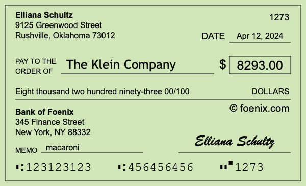How to write a check for $8,293