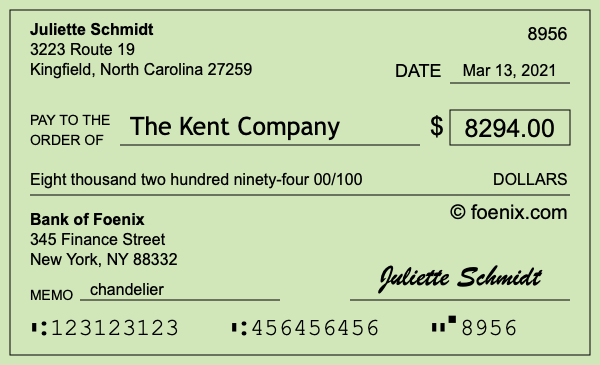 How to write a check for $8,294