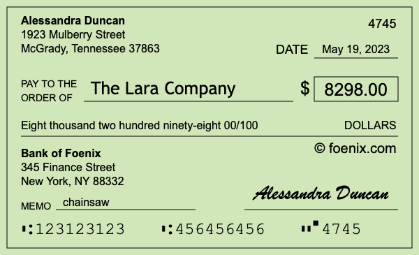How to write a check for $8,298