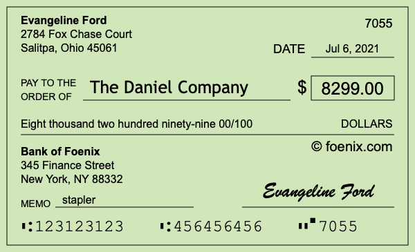 How to write a check for $8,299