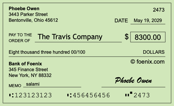How to write a check for $8,300
