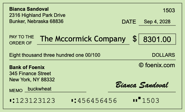 How to write a check for $8,301