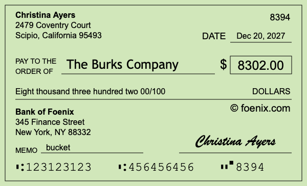 How to write a check for $8,302