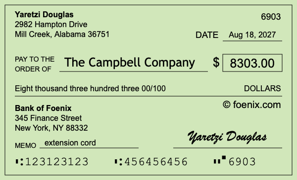 How to write a check for $8,303