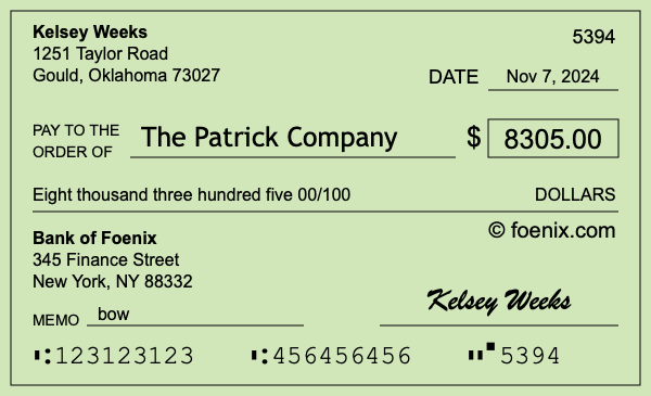 How to write a check for $8,305