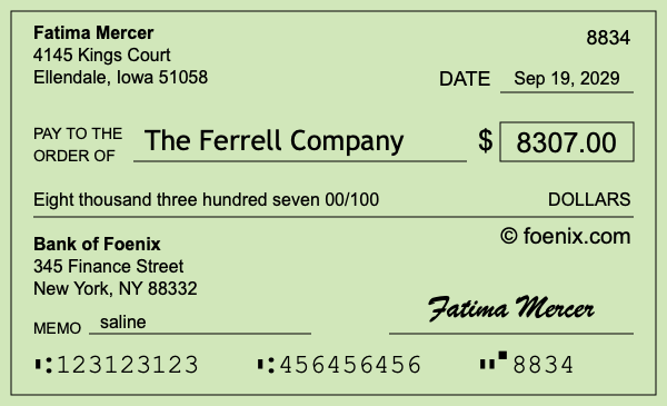 How to write a check for $8,307