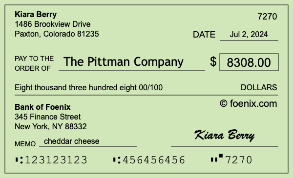 How to write a check for $8,308