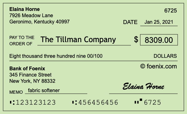 How to write a check for $8,309