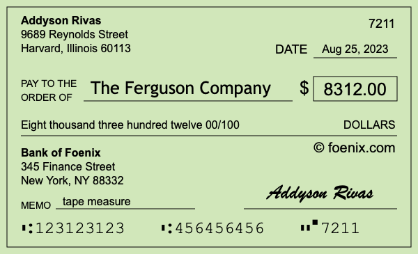 How to write a check for $8,312