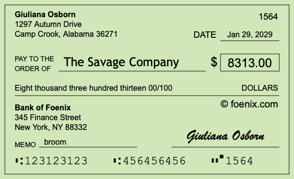 How to write a check for $8,313