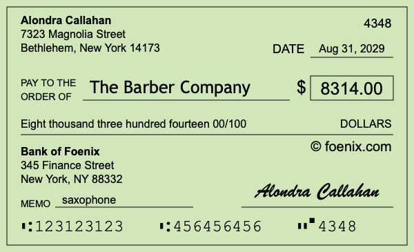 How to write a check for $8,314