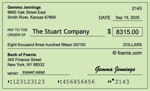 How to write a check for $8,315