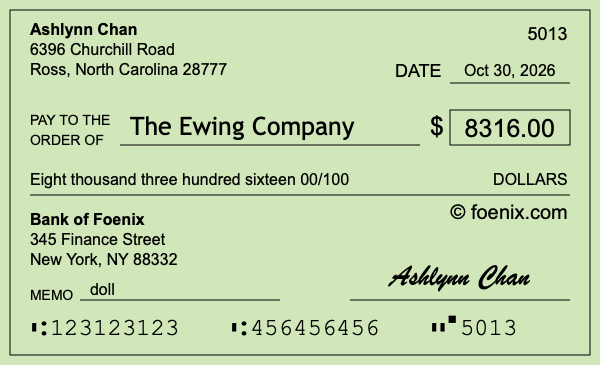 How to write a check for $8,316