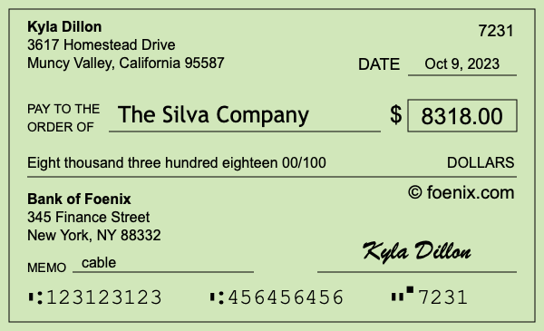How to write a check for $8,318