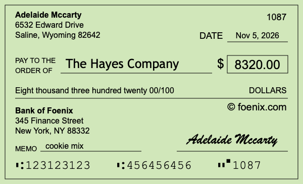 How to write a check for $8,320