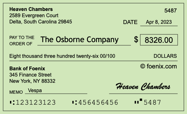 How to write a check for $8,326