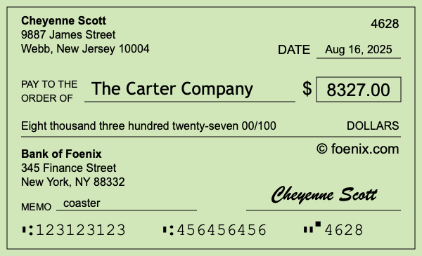 How to write a check for $8,327