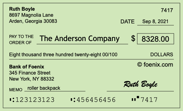 How to write a check for $8,328