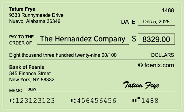 How to write a check for $8,329