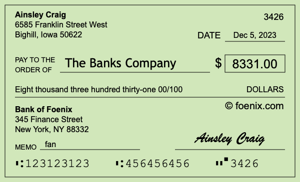 How to write a check for $8,331
