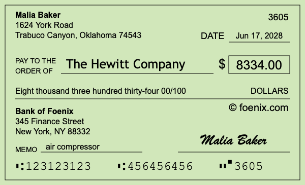 How to write a check for $8,334