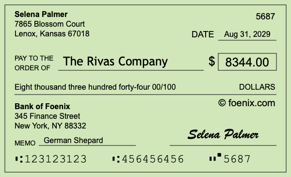 How to write a check for $8,344