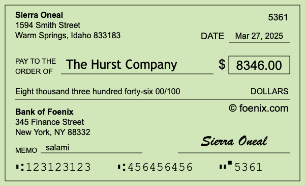 How to write a check for $8,346