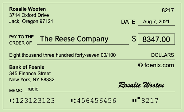 How to write a check for $8,347