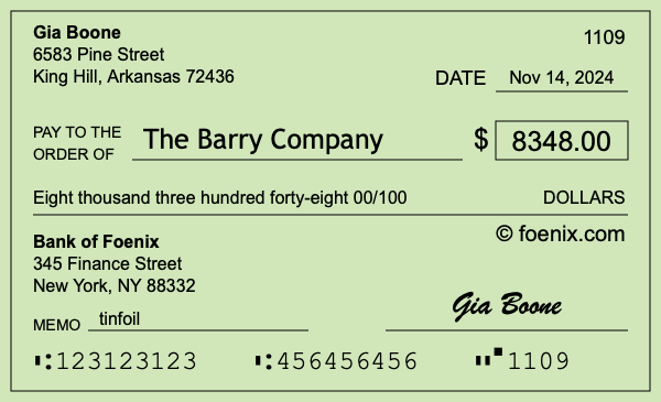 How to write a check for $8,348