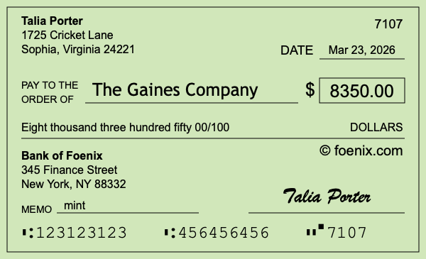 How to write a check for $8,350